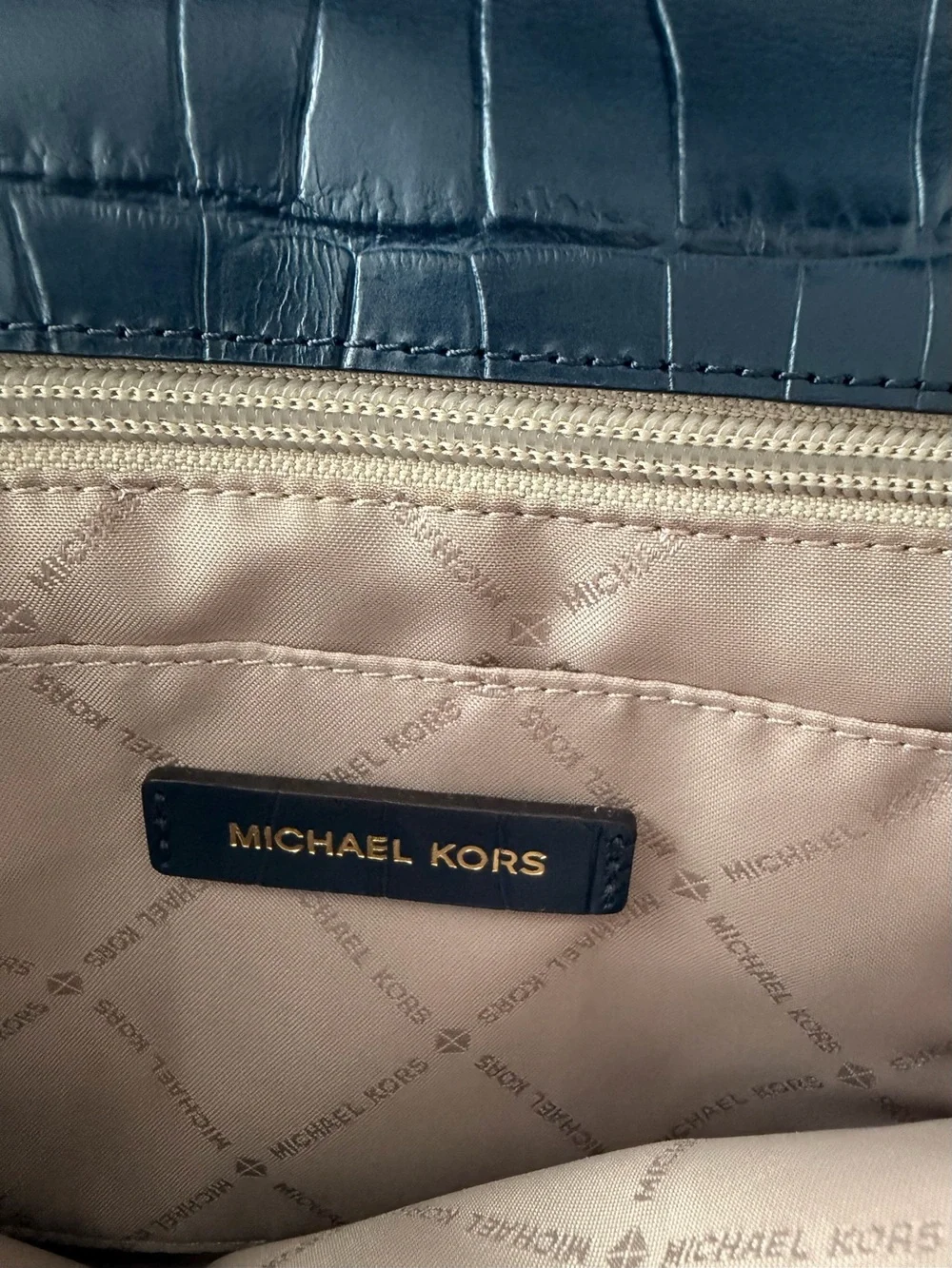 MICHAEL KORS Karla Top Handle Leather Satchel Purse Blue
